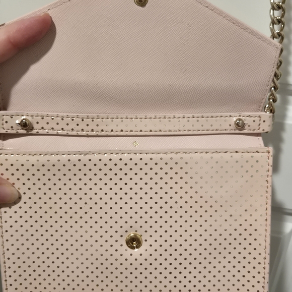 Like New! Kate Spade Gold Polka Dotted Pink Patent Leather Purse - Picture 6 of 10